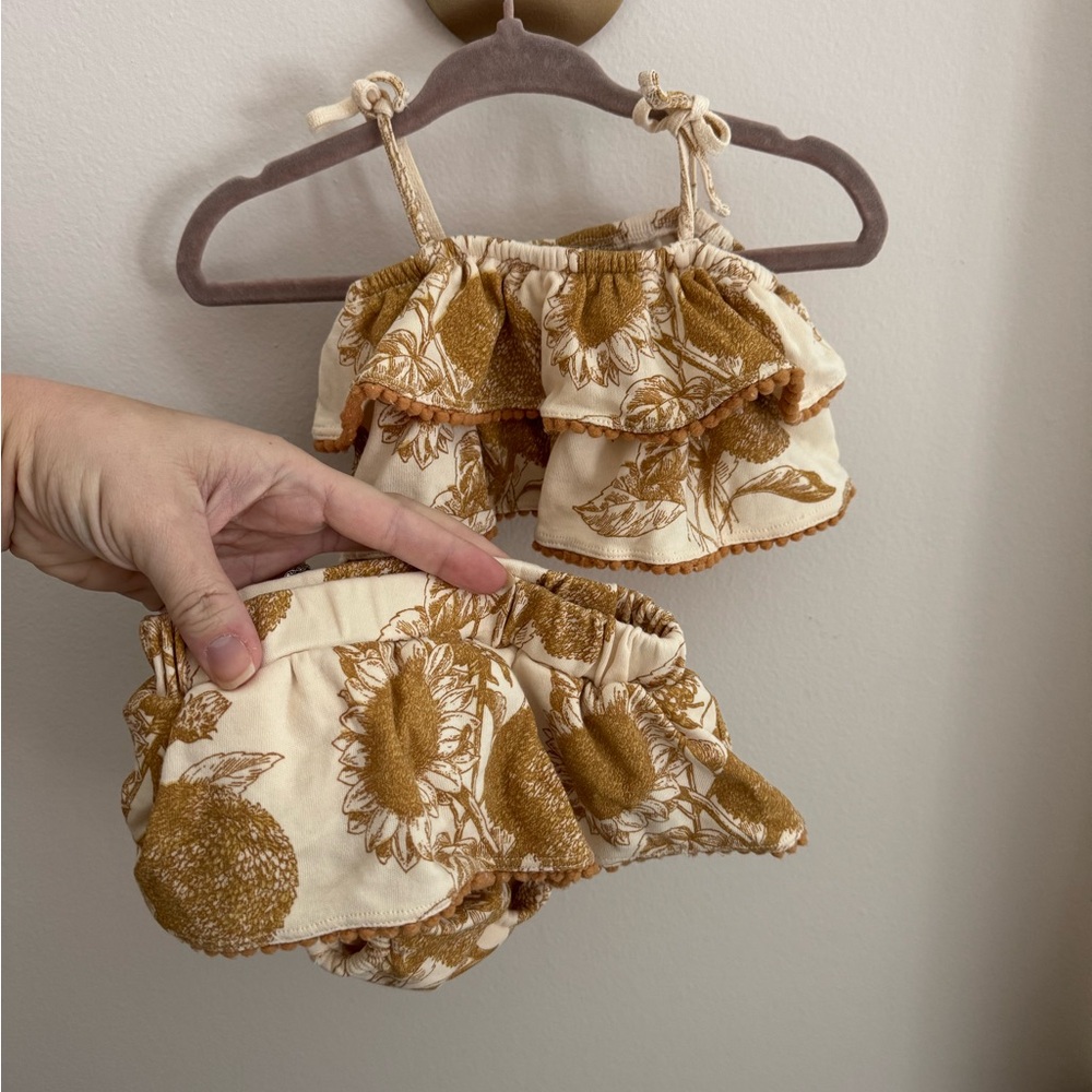 Kate Quinn two piece ruffle sunflower sunsuit